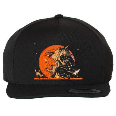 Great Vintage Witch And Moon Halloween Design Wool Snapback Cap