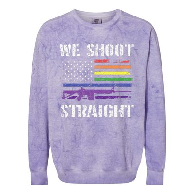 Gay Veteran We Shoot Straight LGBT Veterans Day Colorblast Crewneck Sweatshirt