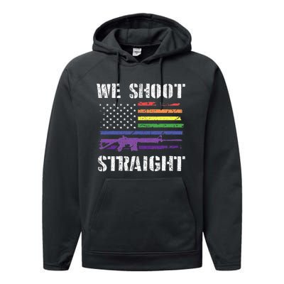 Gay Veteran We Shoot Straight LGBT Veterans Day Performance Fleece Hoodie