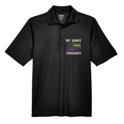 Gay Veteran We Shoot Straight LGBT Veterans Day Men's Origin Performance Pique Polo