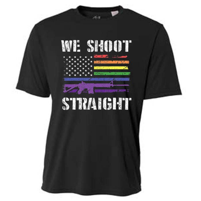 Gay Veteran We Shoot Straight LGBT Veterans Day Cooling Performance Crew T-Shirt