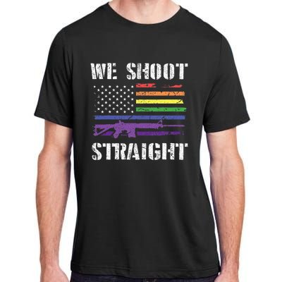 Gay Veteran We Shoot Straight LGBT Veterans Day Adult ChromaSoft Performance T-Shirt