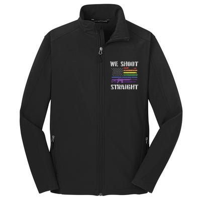 Gay Veteran We Shoot Straight LGBT Veterans Day Core Soft Shell Jacket