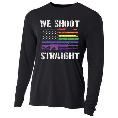 Gay Veteran We Shoot Straight LGBT Veterans Day Cooling Performance Long Sleeve Crew