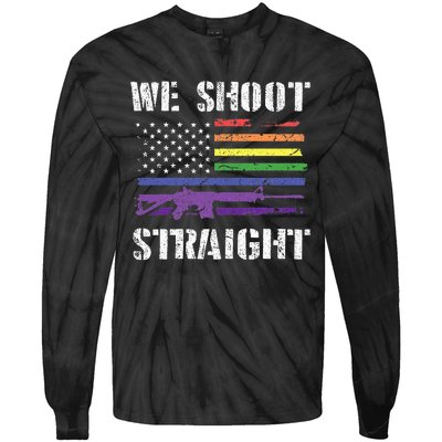 Gay Veteran We Shoot Straight LGBT Veterans Day Tie-Dye Long Sleeve Shirt