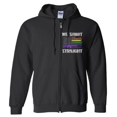 Gay Veteran We Shoot Straight LGBT Veterans Day Full Zip Hoodie