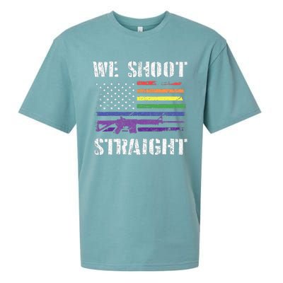 Gay Veteran We Shoot Straight LGBT Veterans Day Sueded Cloud Jersey T-Shirt