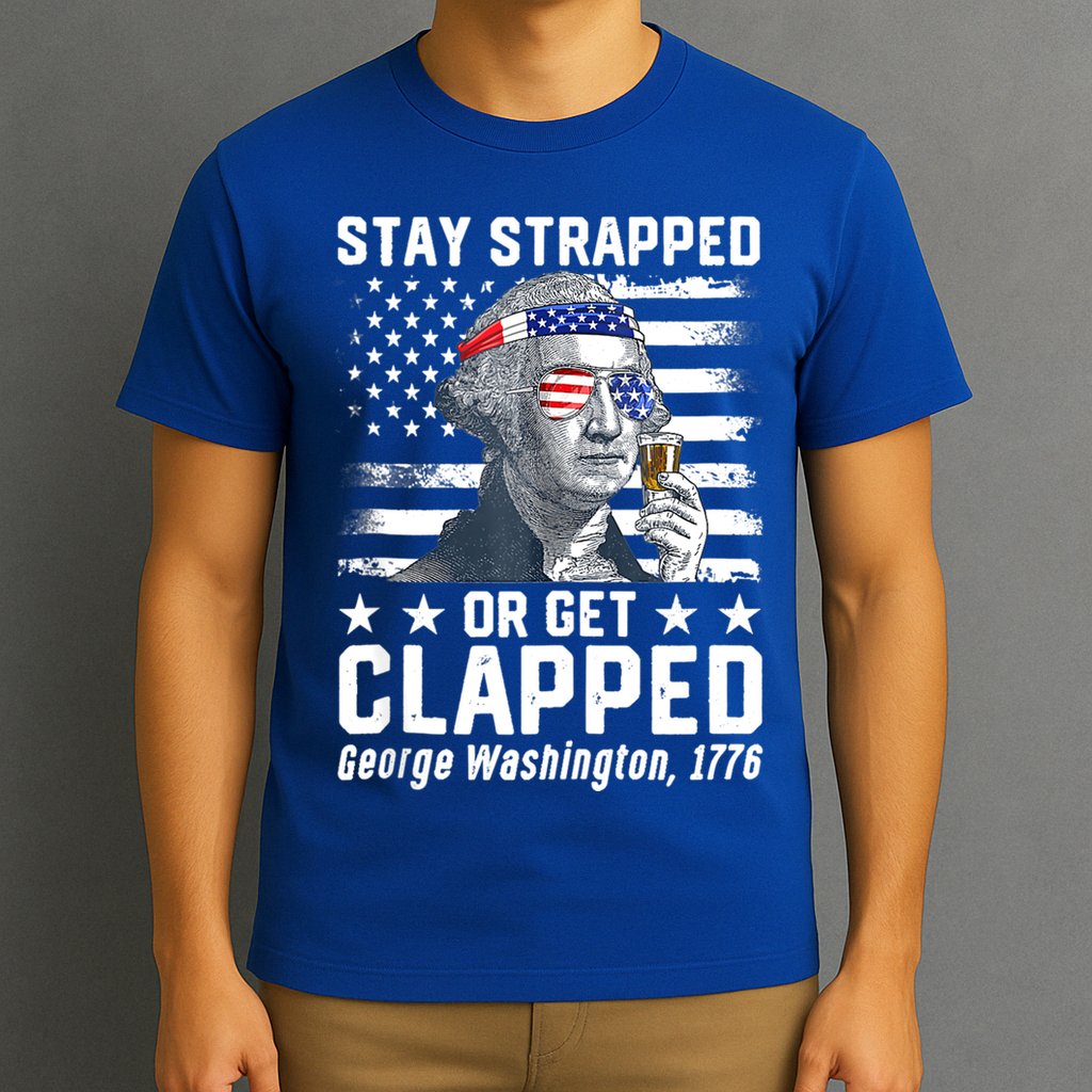 George Washington 1776 Stay Strapped Or Get Clapped T-Shirt
