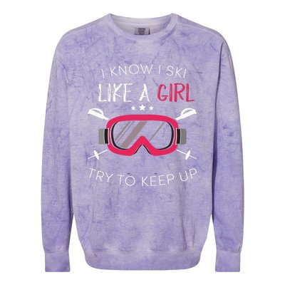 Girl Winter 2018 Skiing Colorblast Crewneck Sweatshirt