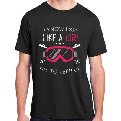 Girl Winter 2018 Skiing Adult ChromaSoft Performance T-Shirt