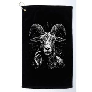 Goat With 3rd Eye And Sacred Blessing Hand Gesture Platinum Collection Golf Towel