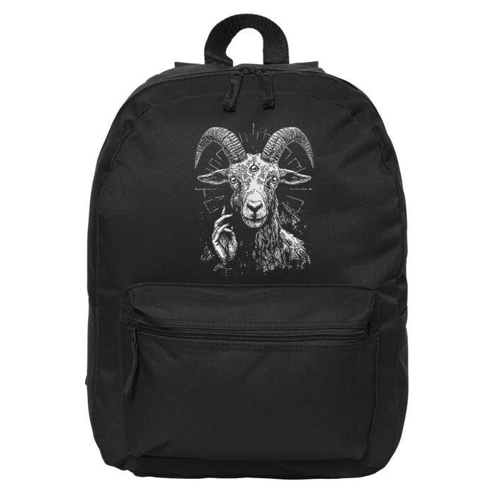Goat With 3rd Eye And Sacred Blessing Hand Gesture 16 in Basic Backpack