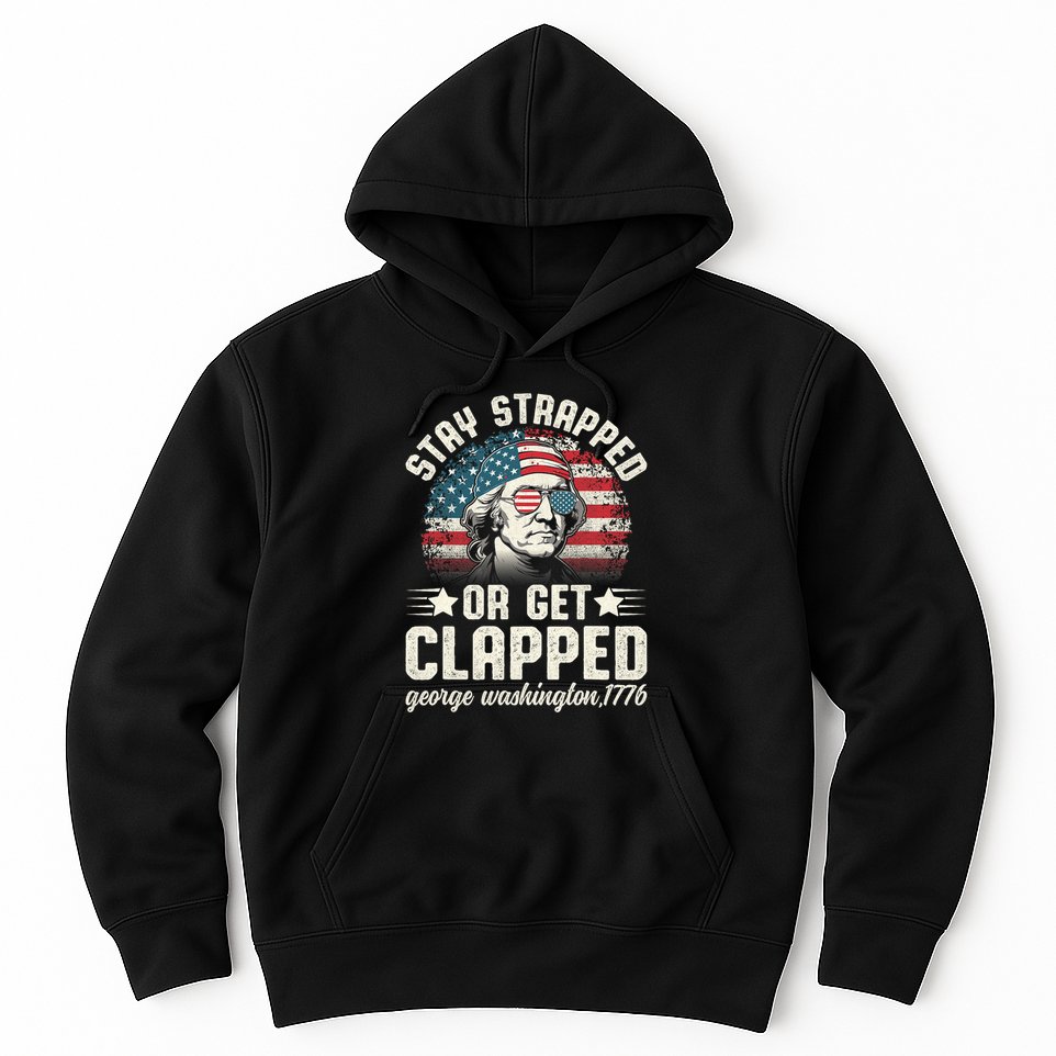 George Washington 4th Of July Stay Strapped Or Get Clapped Hoodie