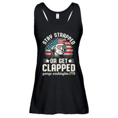 George Washington 4th Of July Stay Strapped Or Get Clapped Ladies Essential Flowy Tank