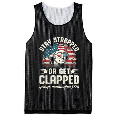 George Washington 4th Of July Stay Strapped Or Get Clapped Mesh Reversible Basketball Jersey Tank