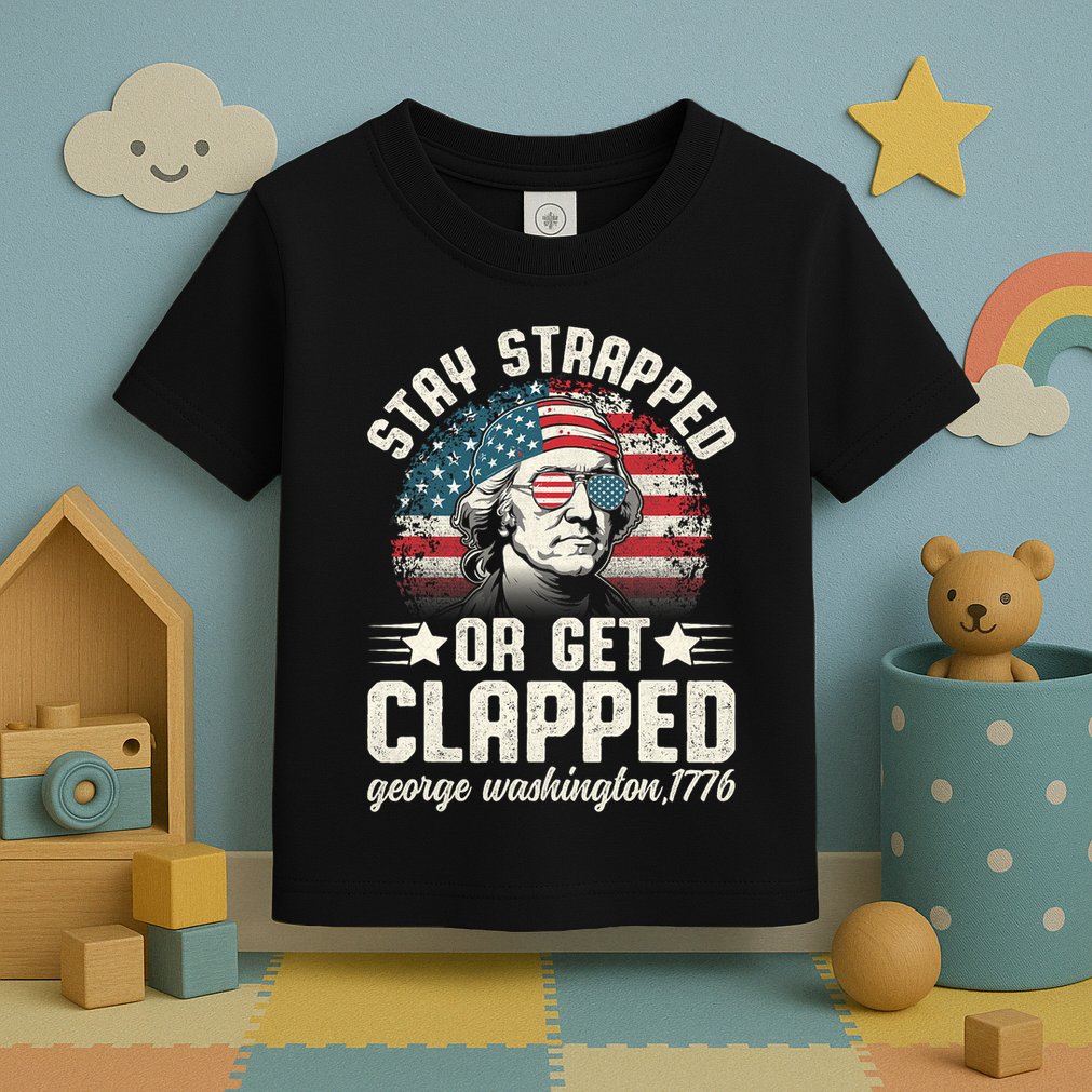 George Washington 4th Of July Stay Strapped Or Get Clapped Toddler T-Shirt
