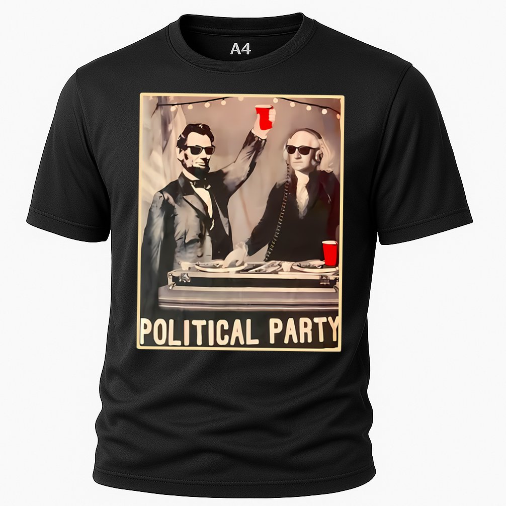 George Washington And Abraham Lincoln Political Party Cooling Performance Crew T-Shirt