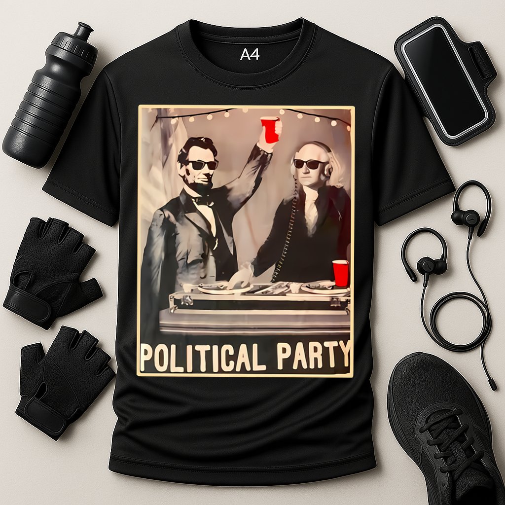 George Washington And Abraham Lincoln Political Party Cooling Performance Crew T-Shirt