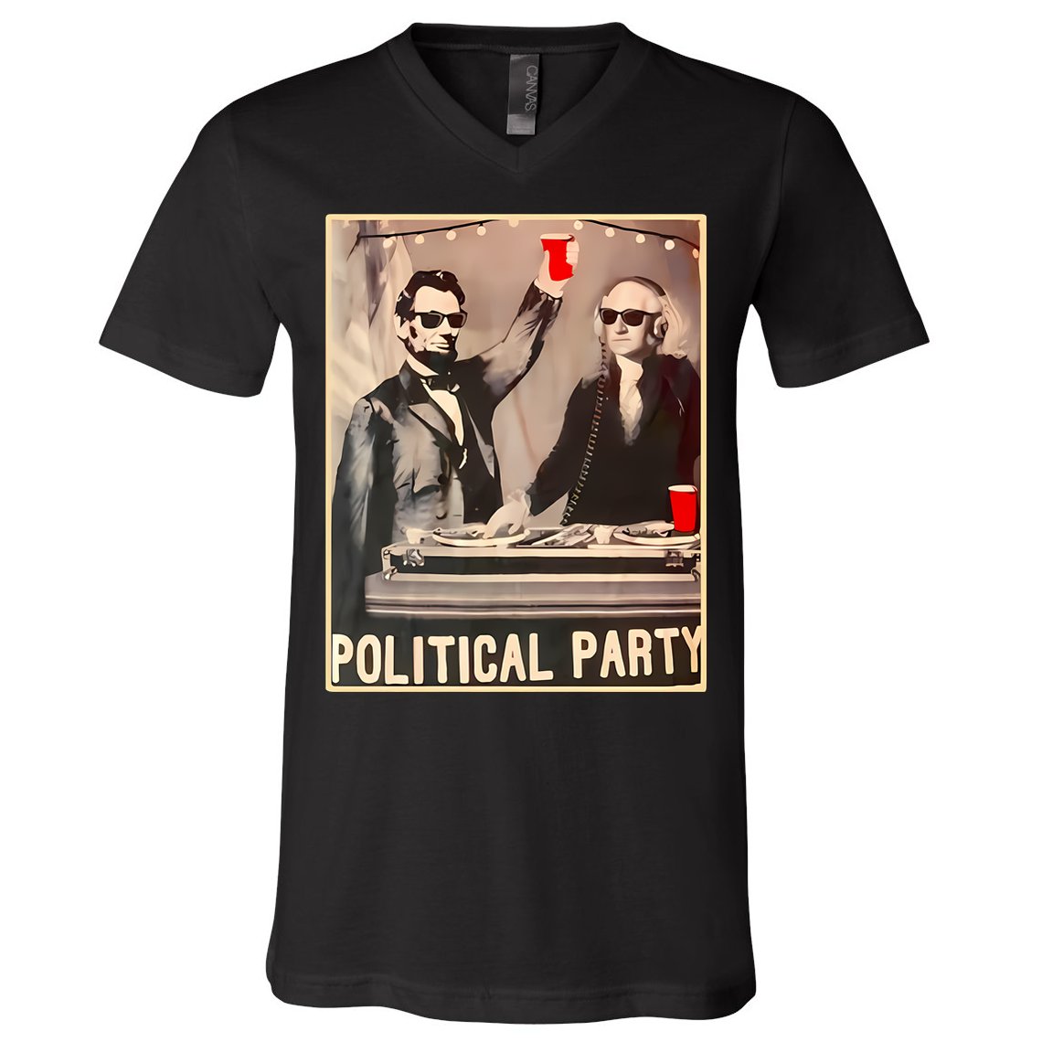George Washington And Abraham Lincoln Political Party V-Neck T-Shirt