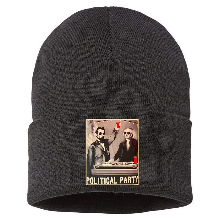 George Washington And Abraham Lincoln Political Party Sustainable Knit Beanie