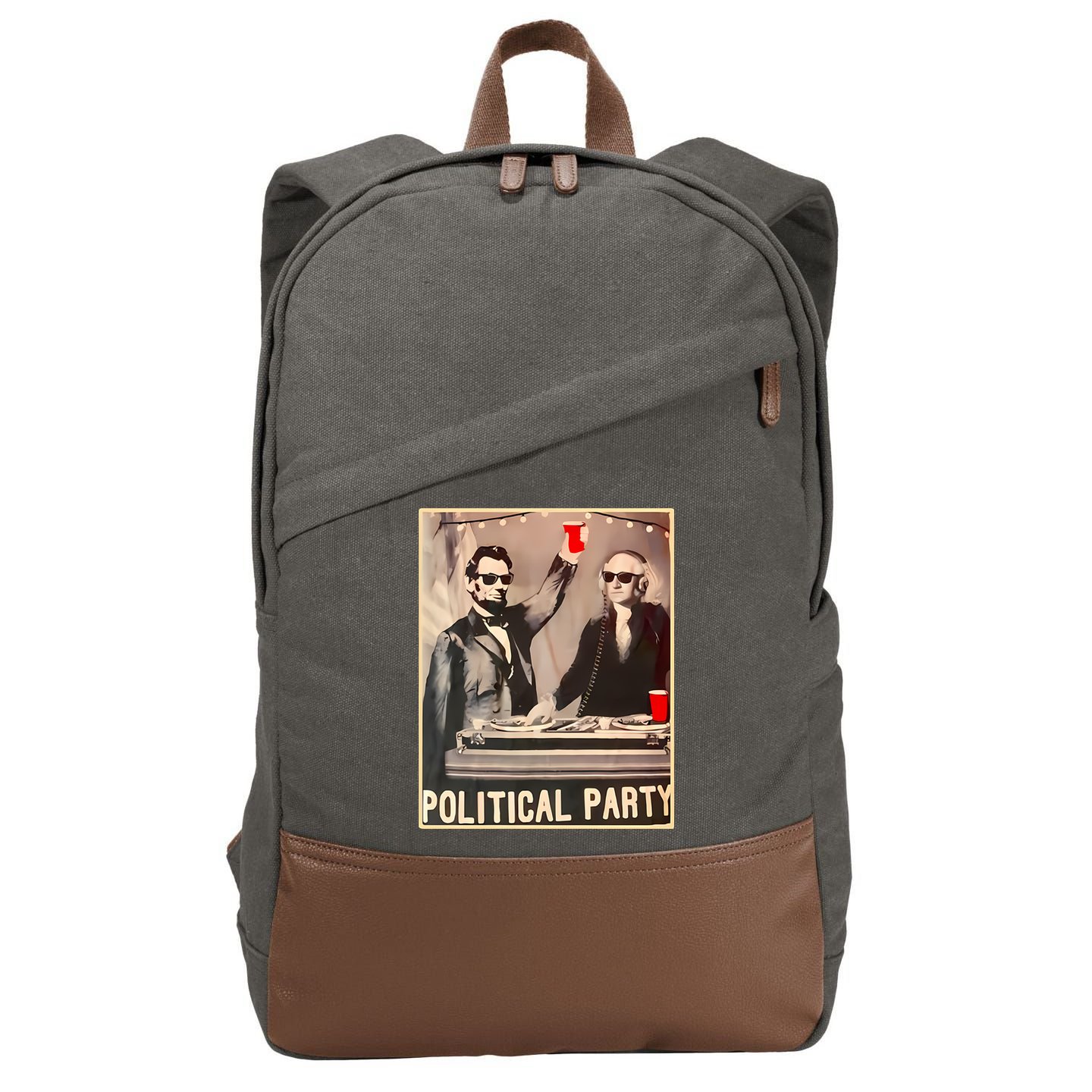 George Washington And Abraham Lincoln Political Party Cotton Canvas Backpack