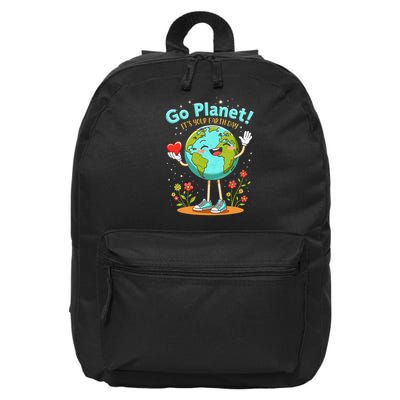 Globe With A Smiling Face Go Planet Its Your Earth Day 16 in Basic Backpack