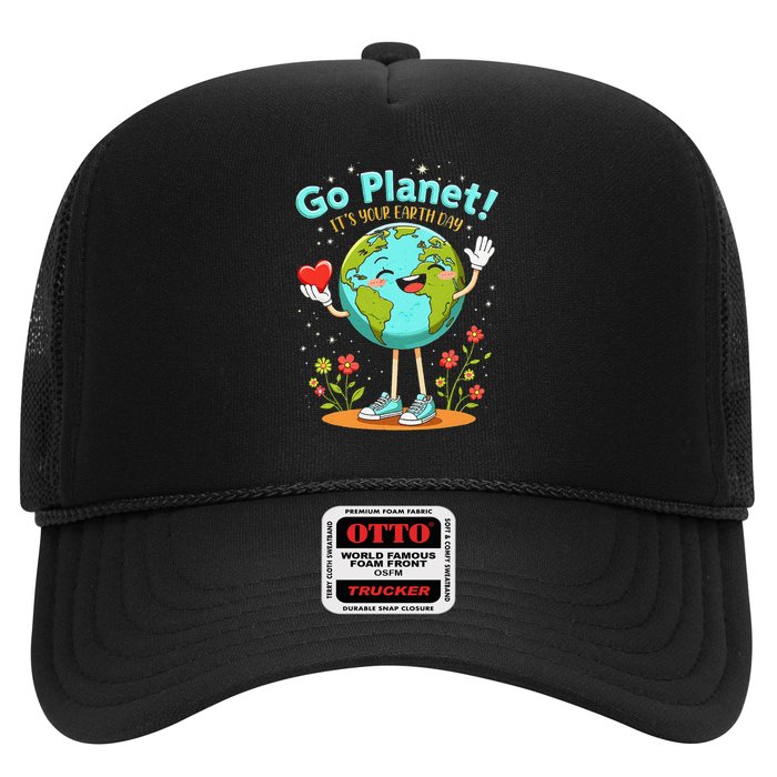 Globe With A Smiling Face Go Planet Its Your Earth Day Trucker Hat