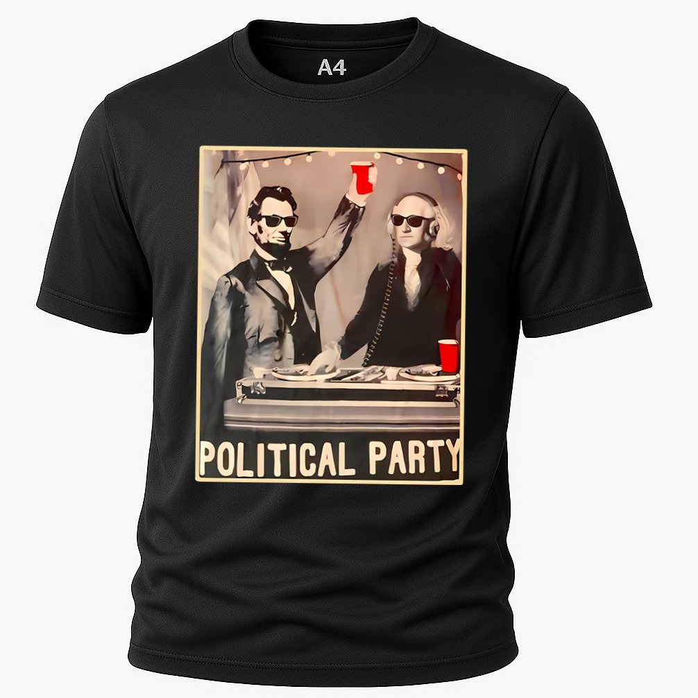 George Washington And Abraham Lincoln Political Party Cooling Performance Crew T-Shirt