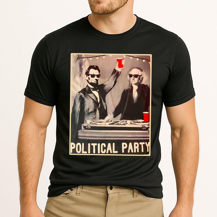 George Washington And Abraham Lincoln Political Party Cooling Performance Crew T-Shirt