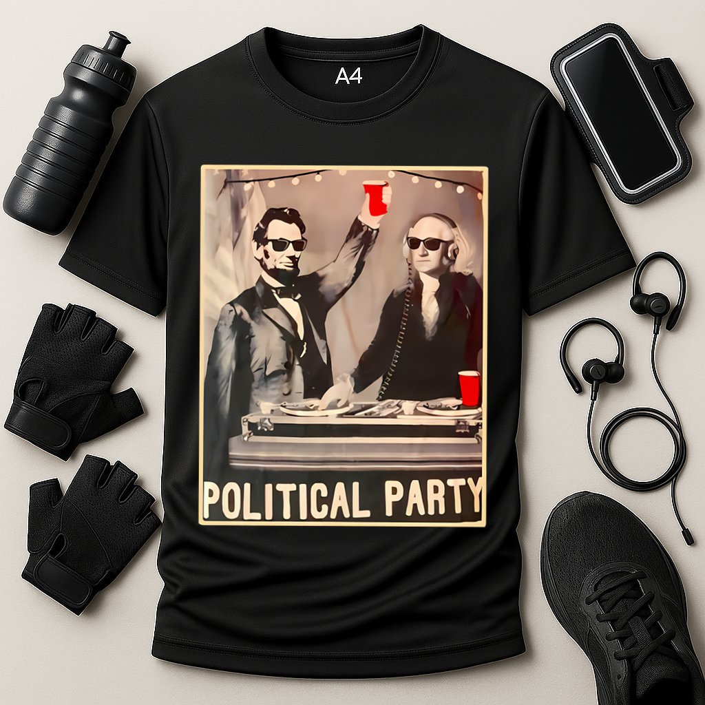 George Washington And Abraham Lincoln Political Party Cooling Performance Crew T-Shirt