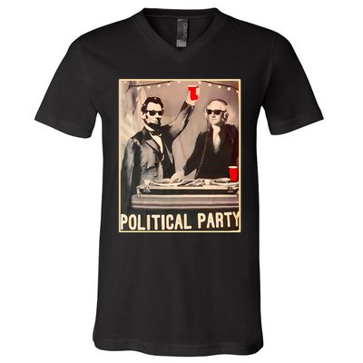 George Washington And Abraham Lincoln Political Party V-Neck T-Shirt