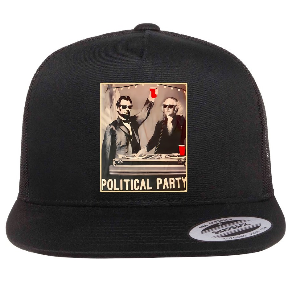 George Washington And Abraham Lincoln Political Party Flat Bill Trucker Hat