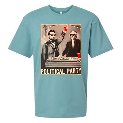 George Washington And Abraham Lincoln Political Party Sueded Cloud Jersey T-Shirt