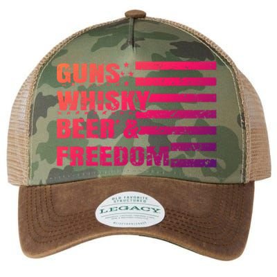 Gun Whisky Beer And Freedom American Flag Cool Gift For Guys Gift Legacy Tie Dye Trucker Hat