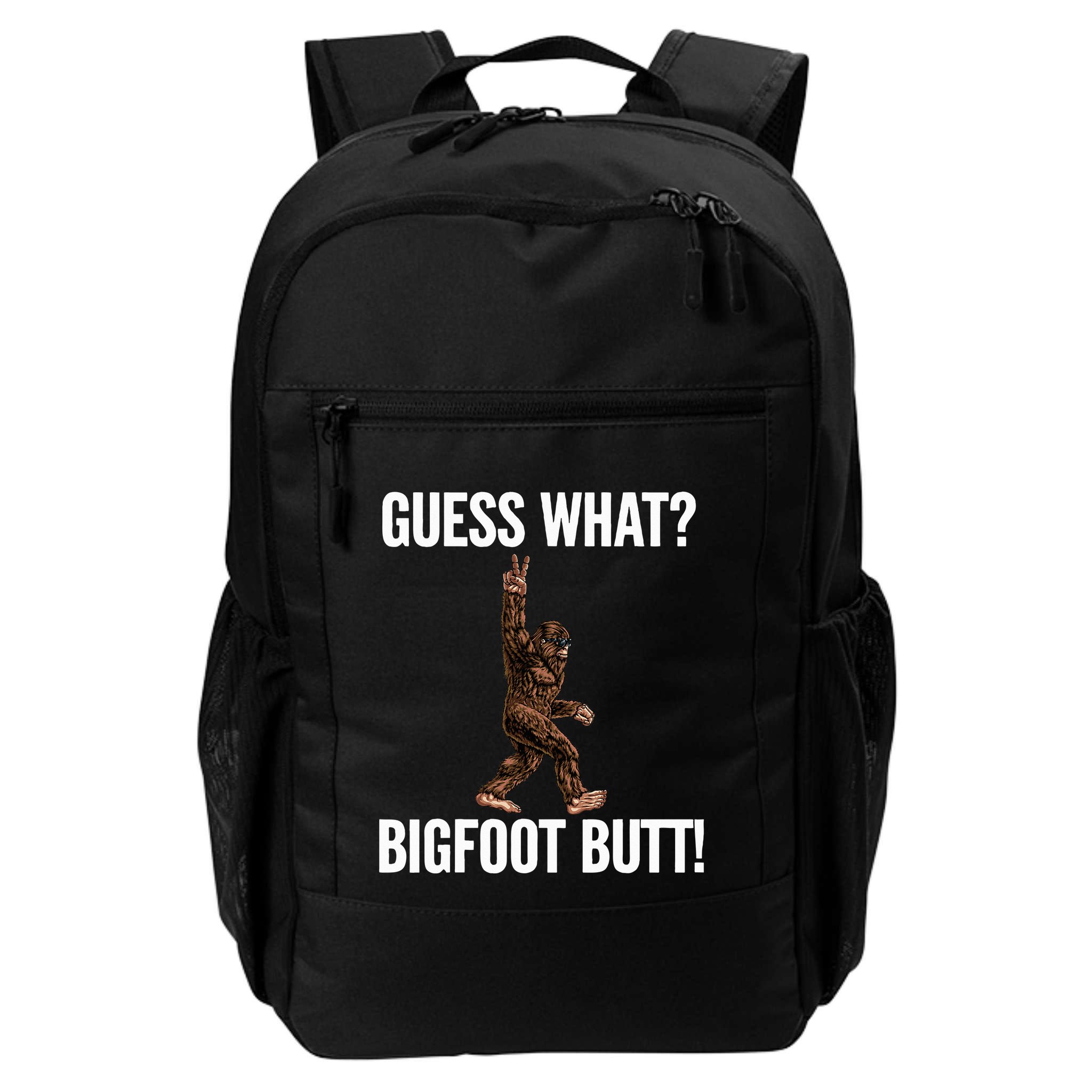 Guess What Bigfoot Butt Funny Sasquatch Peace Backpack