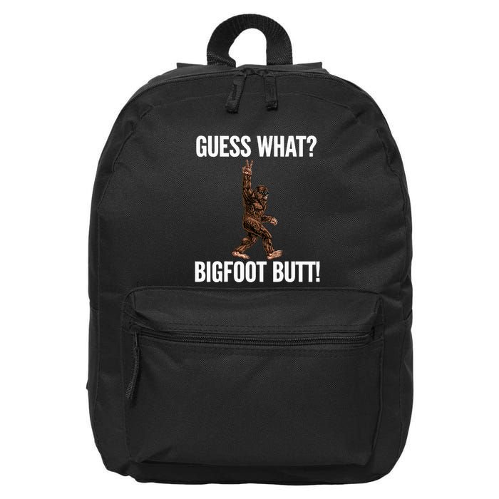 Guess What Bigfoot Butt Funny Sasquatch Peace 16 in Basic Backpack