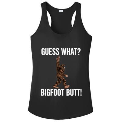 Guess What Bigfoot Butt Funny Sasquatch Peace Ladies PosiCharge Competitor Racerback Tank
