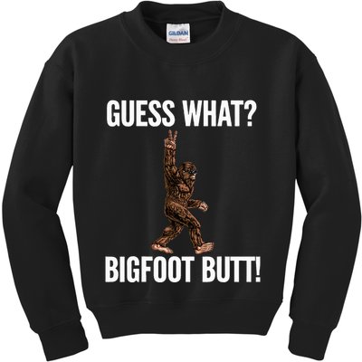 Guess What Bigfoot Butt Funny Sasquatch Peace Kids Sweatshirt