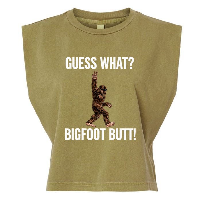 Guess What Bigfoot Butt Funny Sasquatch Peace Garment-Dyed Women's Muscle Tee