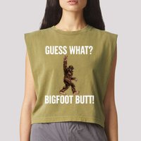 Guess What Bigfoot Butt Funny Sasquatch Peace Garment-Dyed Women's Muscle Tee