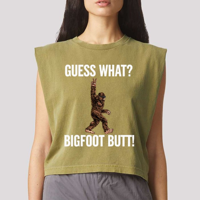 Guess What Bigfoot Butt Funny Sasquatch Peace Garment-Dyed Women's Muscle Tee