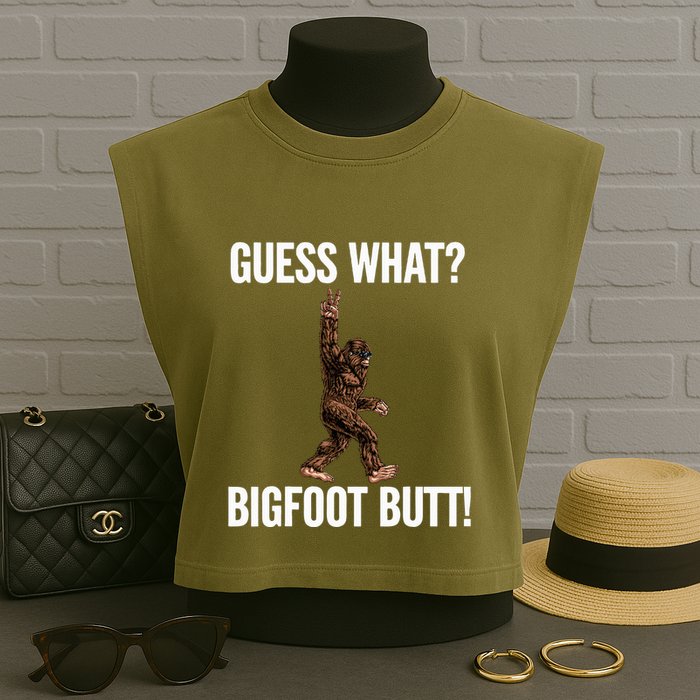 Guess What Bigfoot Butt Funny Sasquatch Peace Garment-Dyed Women's Muscle Tee