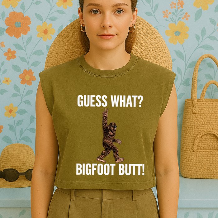 Guess What Bigfoot Butt Funny Sasquatch Peace Garment-Dyed Women's Muscle Tee