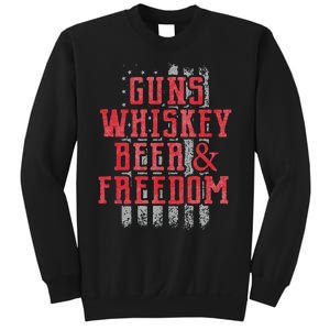 Guns Whiskey Beer And Freedom Veteran US Flag 4th Of July Sweatshirt