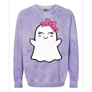 Ghost With Bow Boo Girl Halloween Colorblast Crewneck Sweatshirt