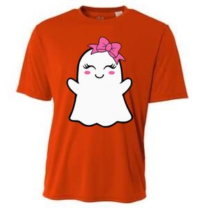 Ghost With Bow Boo Girl Halloween Cooling Performance Crew T-Shirt