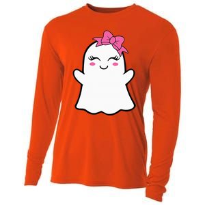 Ghost With Bow Boo Girl Halloween Cooling Performance Long Sleeve Crew