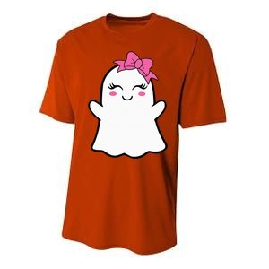 Ghost With Bow Boo Girl Halloween Performance Sprint T-Shirt