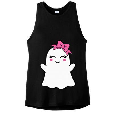 Ghost With Bow Boo Girl Halloween Ladies PosiCharge Tri-Blend Wicking Tank