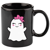 Ghost With Bow Boo Girl Halloween 11oz C Handle Ceramic Mug
